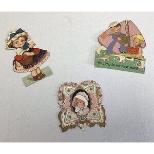 1930's-40's  VINTAGE DIE CUT VALENTINE CARDS ~ LOT of 3~ ❤️
